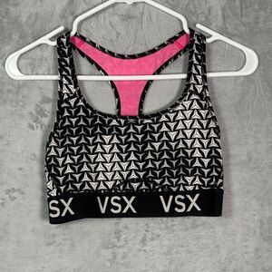 Victoria’s Secret VSX Black White Athletic Racerback Sports Bra Size Small